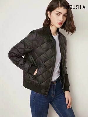 羽绒棉服轻薄夹克黑色棒球外套