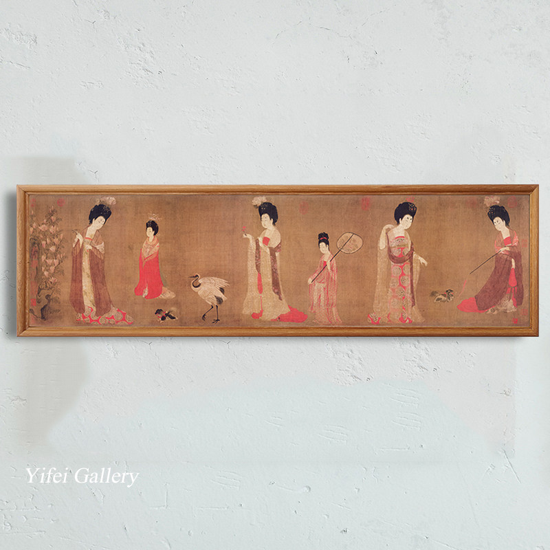 桔子格调 簪花仕女图 捣练图新中式仕女图装饰画客厅卧室茶室挂画