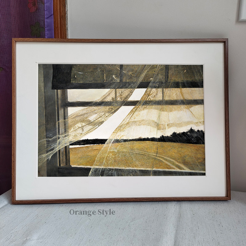 桔子格调安德鲁怀斯海风窗外风景人物油画复古文艺挂画客厅装饰画