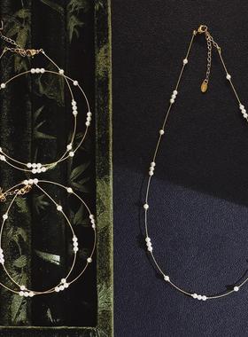 饰品 珍珠满天星手工定位新中式项链极细项圈 钛钢配件