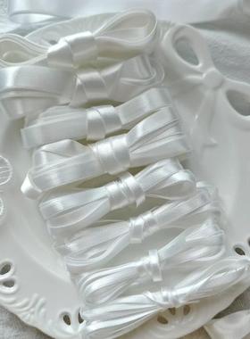 进口双面高密高光泽钻石缎面白色丝带蝴蝶结发饰礼品Diy手作娃衣