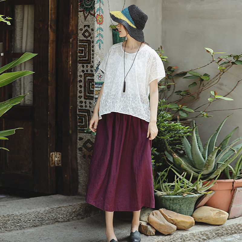 可然 枳月/紫色亚麻半身裙夏季女装 2019新款文艺棉麻宽松长裙子|msdalam kategori Butik wanita / wanita, skirt - dari Buy2taobao.com untuk memberikan perkhidmatan ejen Taobao profesional membeli