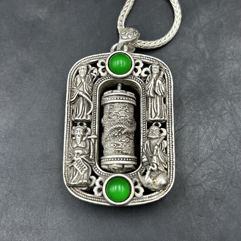 项链 锁片 单龙 镶珠子 汉服 毛衣挂件 配饰 装饰品 复古工艺