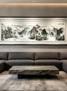 江山如画客厅沙发背景墙刺绣装饰画苏州刺绣成品挂画新中式壁画