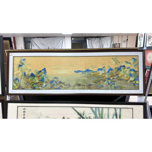 555新中式千里江山图苏绣挂画客厅沙发背景墙山水装饰画江山50150