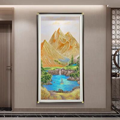248日照金山聚宝盆走廊苏绣装饰画高端织锦刺绣玄关80160