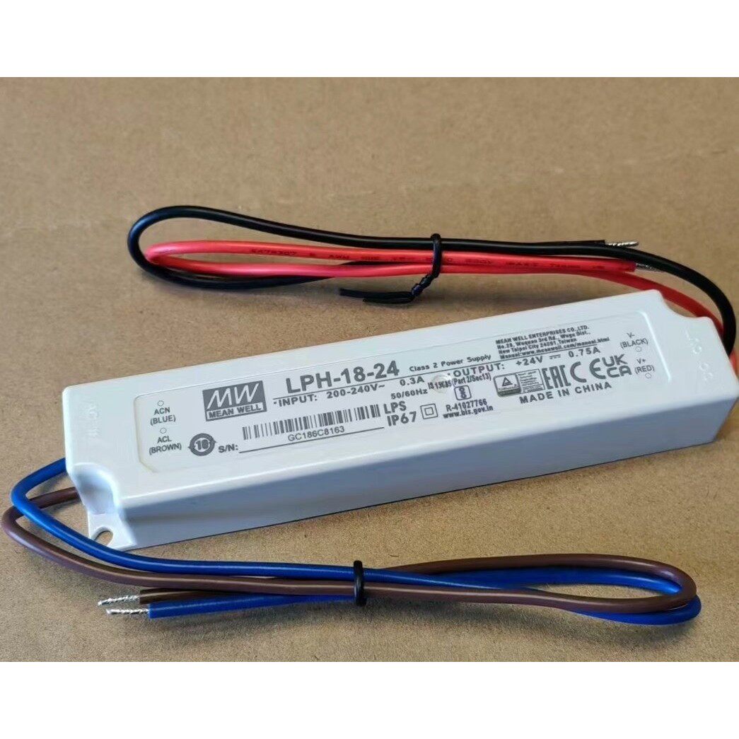 全新明纬LED防水电源LPH-18-12/24/36V 照明用 18W 安防摄像头用
