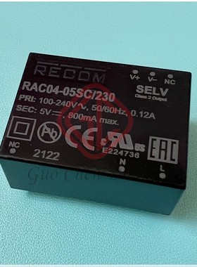 RAC04-05SC/230 全新原装现货 PCB电源 5V 800mA RECOM