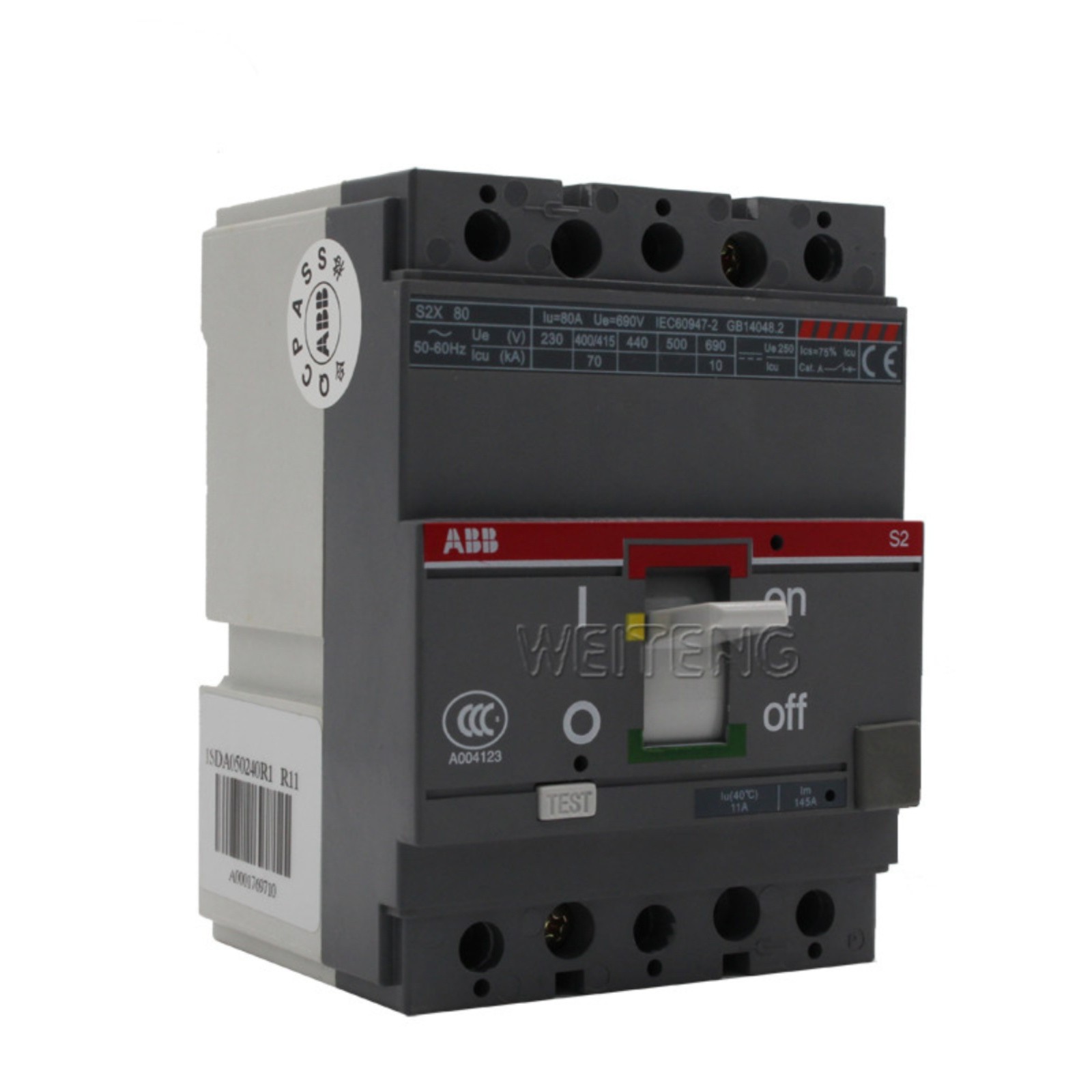 9年历史的商店Abb空气开关S2X80 S2X100电机保护Isomax塑料外壳断