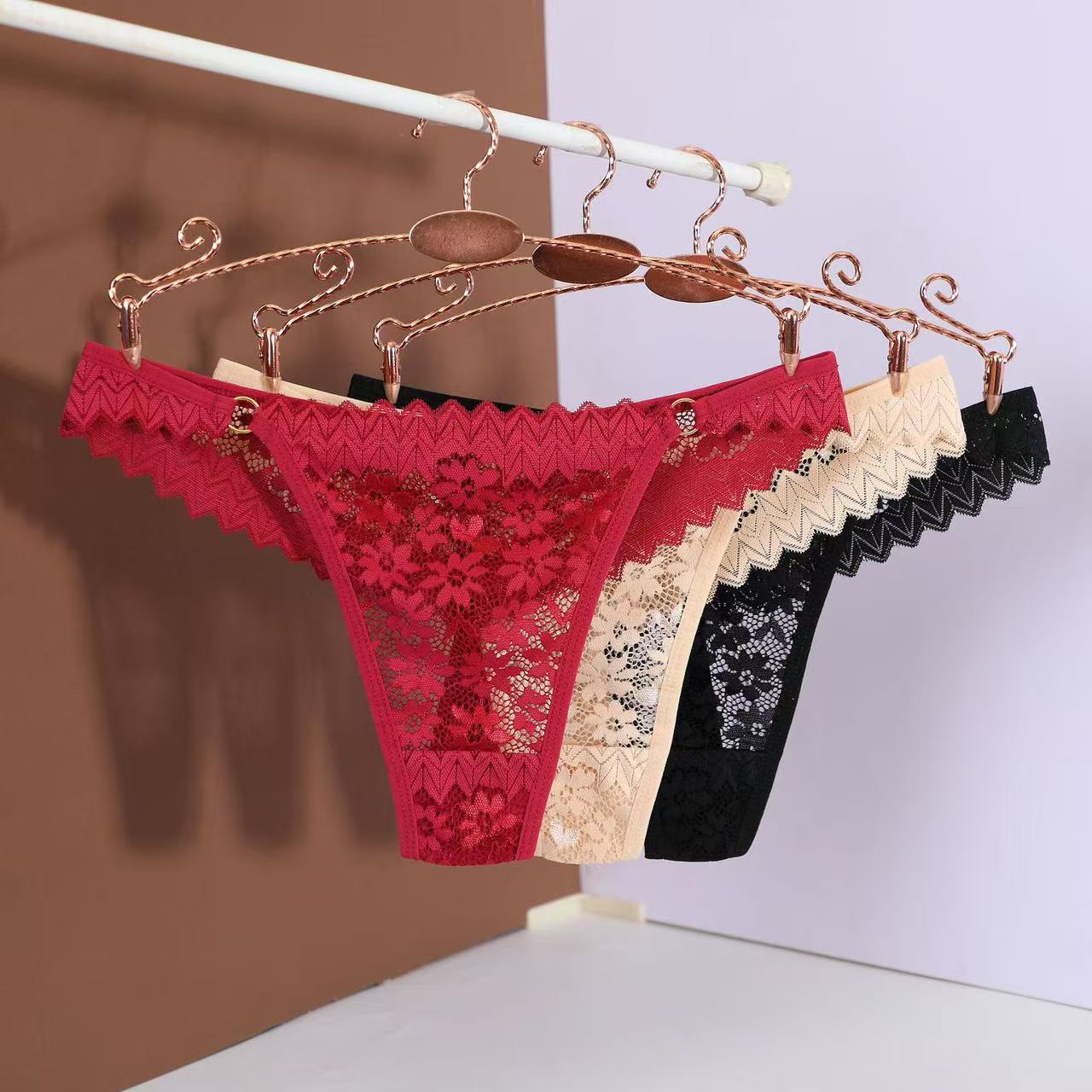 法式纯欲性感细带金环T字裤女士