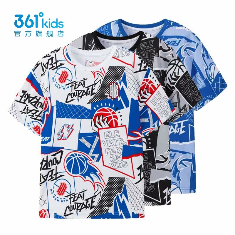 361男童针织短袖新品秋小学生满印运动T恤跑步锻炼52331211