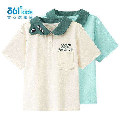 361度男童休闲T恤翻领新品2026秋夏棉质POLO衫卡通短袖K52634202
