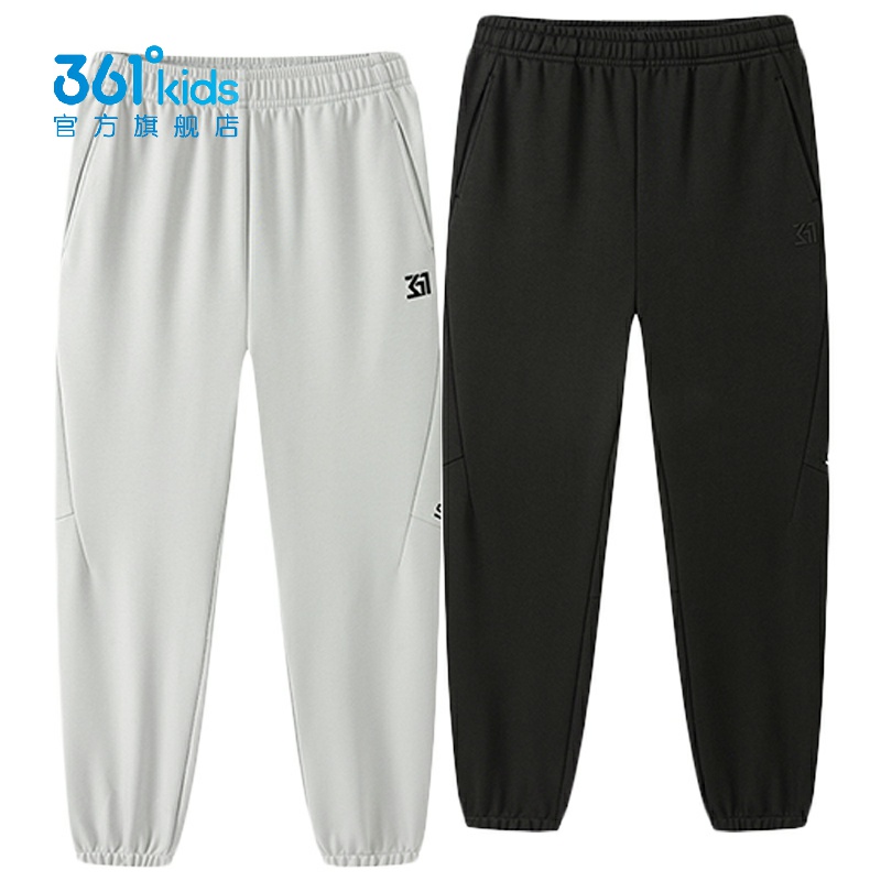 361度男童加绒运动裤新品2025冬收口卫裤中大童纯棉长裤K52541512