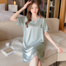 高级感2025新款 冰丝睡裙女夏季 夏天睡衣仿真丝绸凉感可外穿家居服
