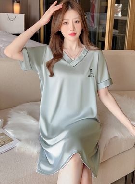 冰丝睡裙女夏季高级感2026新款夏天睡衣仿真丝绸凉感可外穿家居服