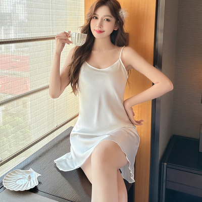 2025新款夏季冰丝吊带睡裙