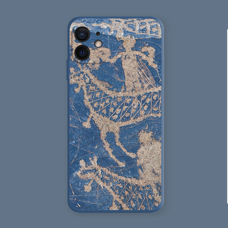 曼德拉液态硅胶苹果小众艺术蓝色