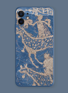 曼德拉山岩画适用17苹果16手机壳15promax液态硅胶14蓝色13创意iphone12小米17防摔华为mate60小众oppo潮vivo