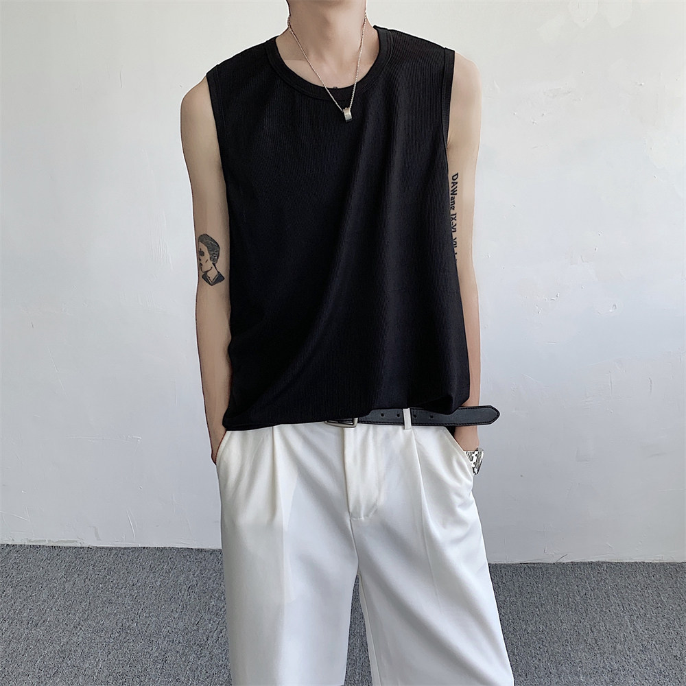 现货夏季痞帅男士套头背心纯色圆领三孔背心百搭潮510-1-DX06-P18,男装背心/马甲,星座510-1