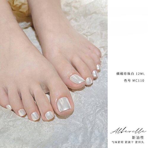 白色脚指甲油免烤快干持久不掉