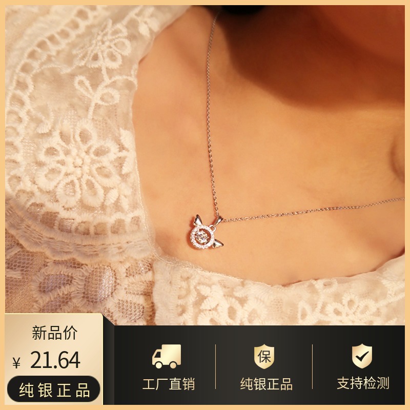 莫桑石纯银灵动小天使项链女简约日韩气质学生锁骨链送女友礼物
