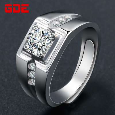 莫桑石纯银饰品男士戒指