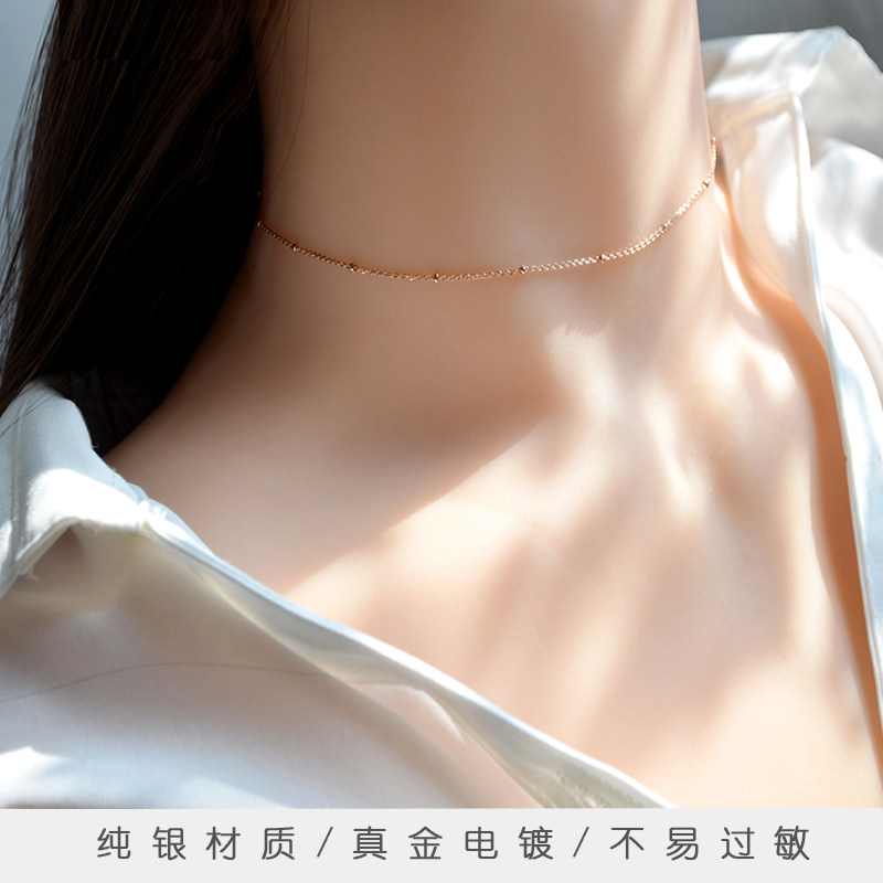 choker纯银超细欧美百搭锁骨链图片