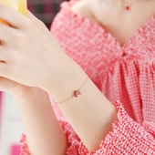 小红心爱心形手链女925纯银玫瑰金细少女心韩版 简约闺蜜冷淡ins风