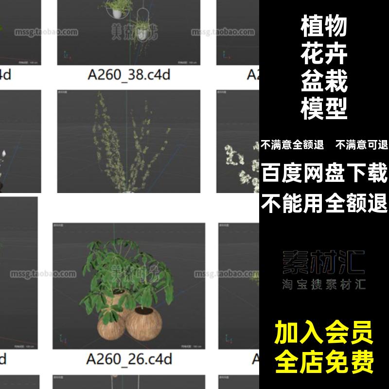 摆件盆栽模型个格式Cobj盆景46款植物花卉绿植素材fbx装饰立体