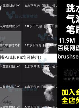 跳水气泡笔刷brushset abr水花插画特效手绘落水PSProcreate12款