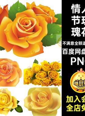 玫瑰花免抠PNG期前50款png剪影花瓣图片素材黄色花束卡通ps花朵