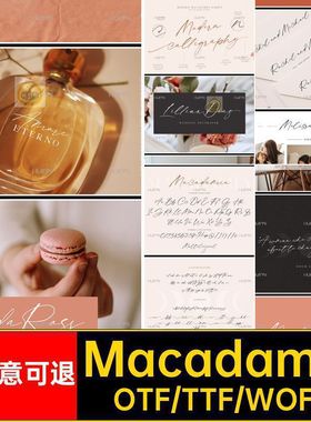 Macadamia 文艺手写钢笔签字英文字体logo标识排版版式字体安装