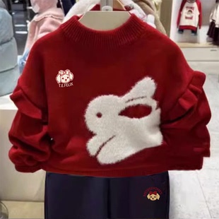 现货韩版秋冬围尼小熊女童针织休闲套头毛衣儿童毛衫宝宝验货品质