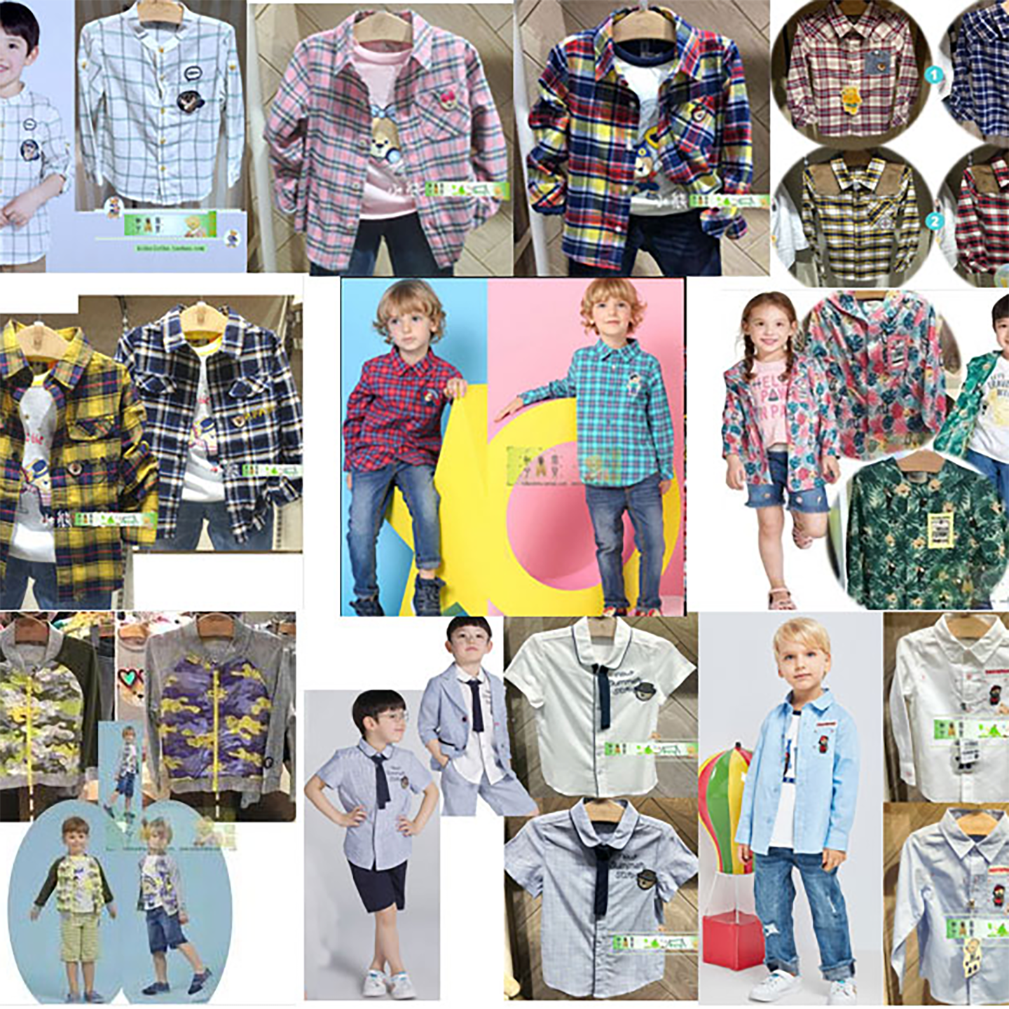 白菜淘宝外贸清仓ING围尼小熊特价春秋男童衬衫女童衬衣