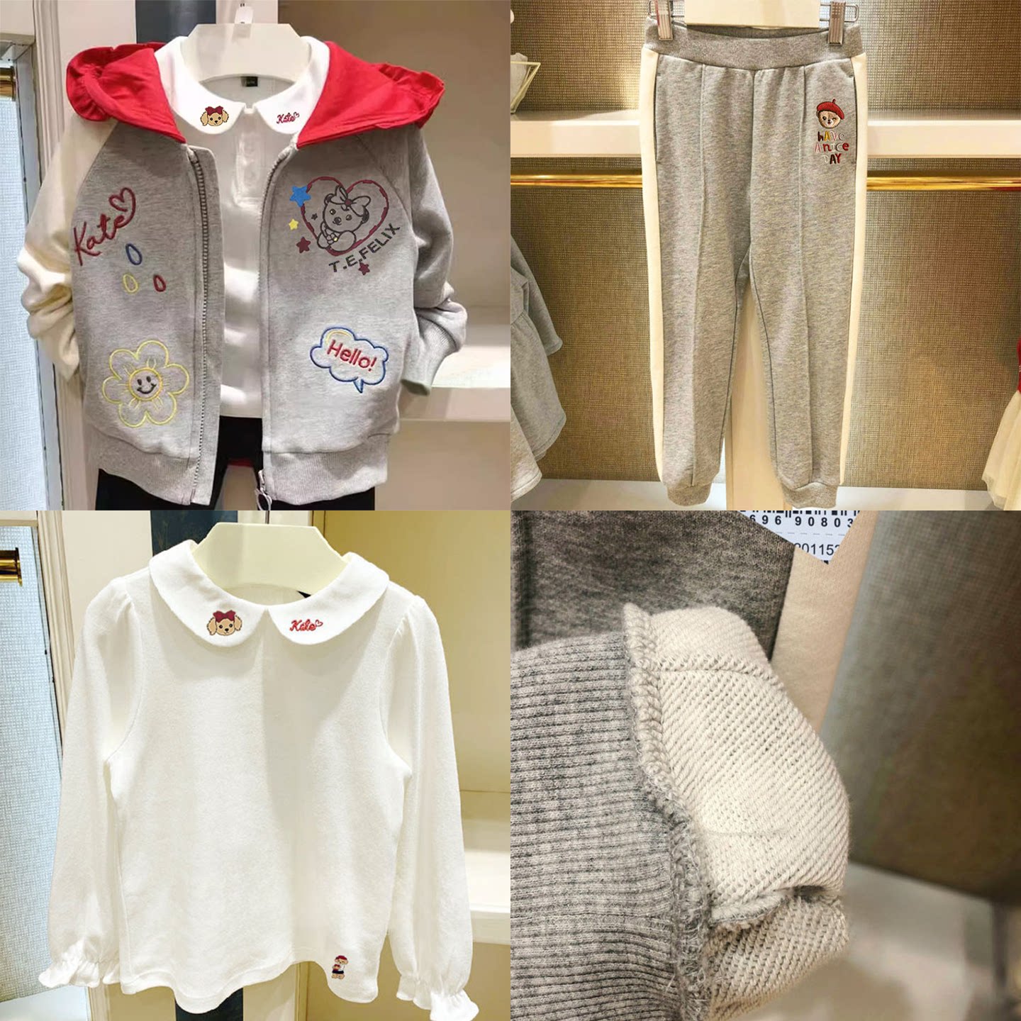 清仓春款小熊女童连帽外套棒球服图片