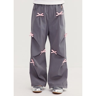 女童立体蝴蝶结休闲长裤 围尼小熊童装 新款 25年夏季