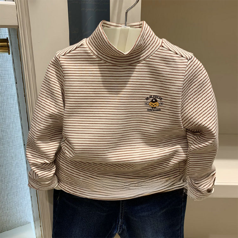 秋冬特惠男童半高领长袖打底T恤围尼熊纯棉保暖厚款童装验货品质