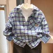 清仓春秋冬男童磨毛格子衬衣小熊童装 儿童宝宝纯棉衬衫