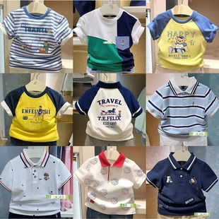 清仓特惠男童装短袖T恤儿童宝宝polo衫圆领翻领纯棉汗衫验货品质