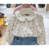 验货品质 宝宝纯棉衬衣女童碎花软糯衬衫 春秋新款 围尼小熊儿童装