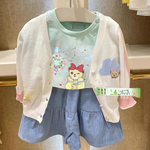 防晒服纯棉休闲外套空调服验货品质 清仓围尼小熊女童针织薄款 开衫