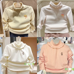 白菜价清女童厚款纯棉T恤围尼儿童宝宝长袖半高领打底衫验货品质