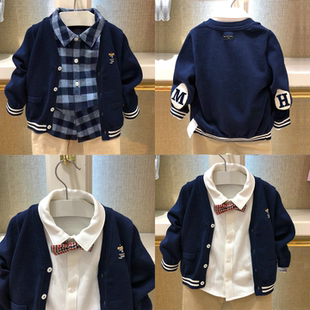 白菜价围尼小熊春秋冬款男童纯棉毛线衣婴童针织开衫外套验货品质