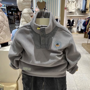 春秋冬新款围尼小熊男儿童装宝宝加绒休闲摇粒绒高领卫衣验货品质