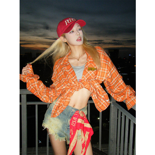 NECOYEP自制美式格纹长袖衬衫