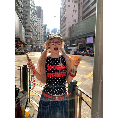 NECOYEP美式复古字母星星印花短袖T恤女夏季修身显瘦百搭正肩上衣
