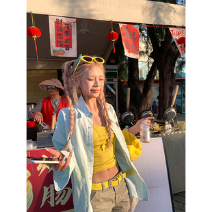 男女夏季 NECOYEP 衬衫 慵懒风翻领长袖 宽松休闲百搭防晒衬衣 美式