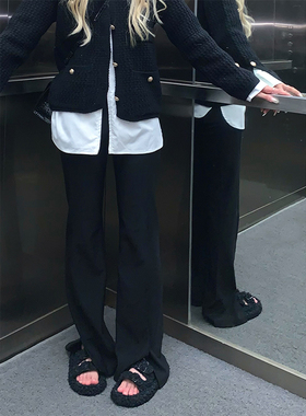 NECOYEP2025美式街头复古辣妹设计垂感休闲裤显瘦高腰休闲裤子