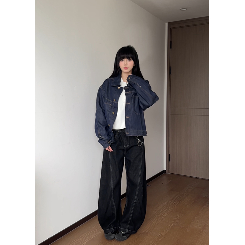 NECOYEP 美式复古解构高街牛仔外套男女潮流休闲痞帅工装夹克