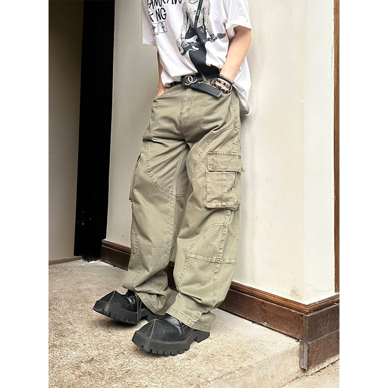 NECOYEP2025春秋美式工装裤男女宽松直筒街头复古宽松休闲裤子